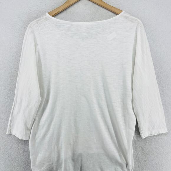 EILEEN FISHER Top XS Tunic Organic Cotton Jersey V-Neck 3/4 Sleeve White - Picture 9 of 15
